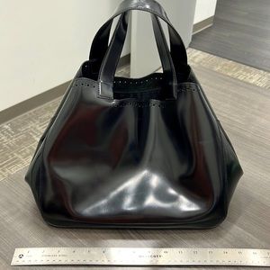 Black high shine leather Furla purse